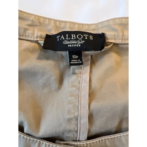 Talbots Petites 10P Taupe Ruffle Button Front Jacket - Picture 4 of 5